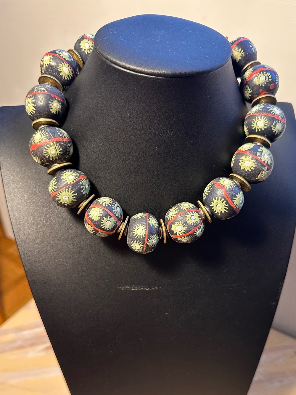 Masha Archer 
Handcrafted Black Floral Bead Statement Necklace